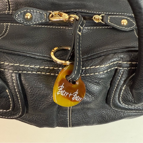 BARR + BARR Black Pebbled Leather White Stitching Large Doctor Bag Satchel NWOT - Picture 8 of 15